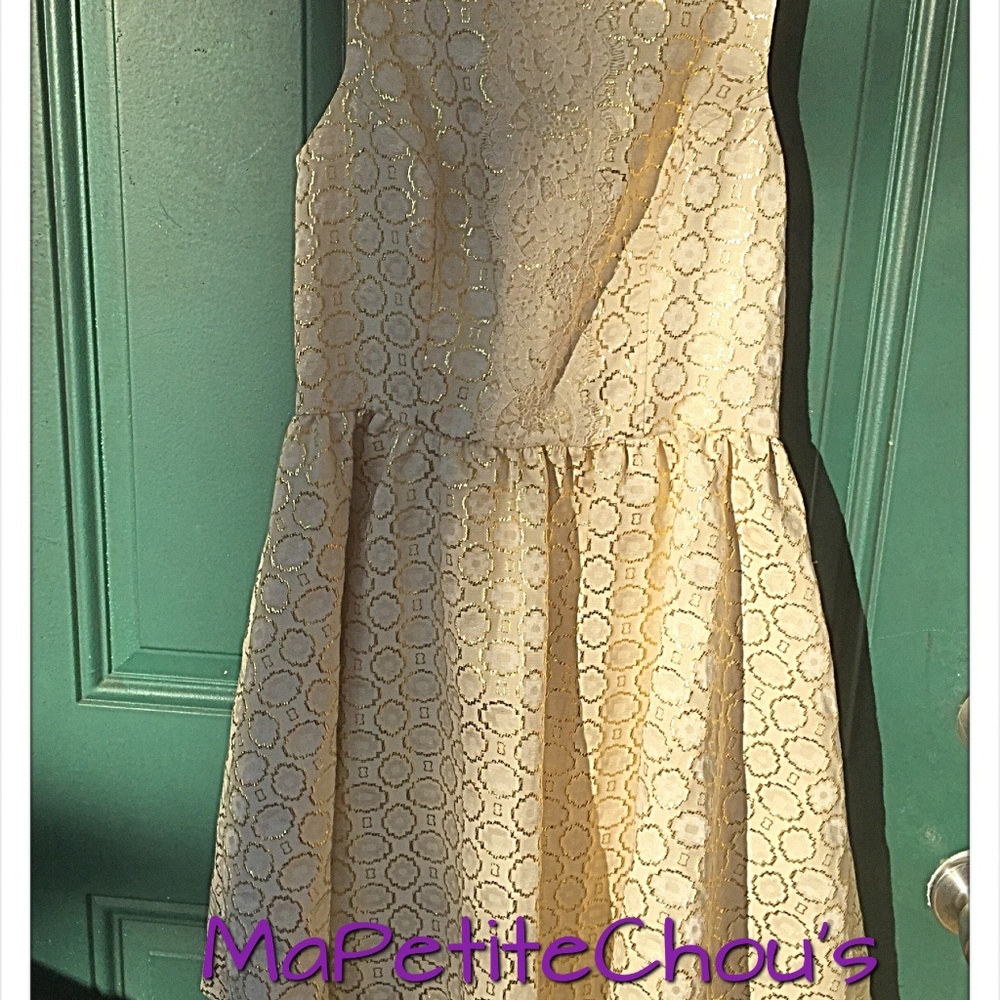 Xhilaration XS White & Gold Sleeveless Mini Dress